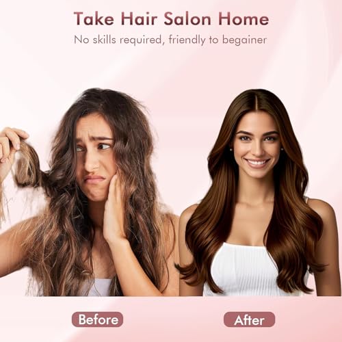 Image of 2-in-1 Blow Dryer Brush & Hair Straightener, Ionic & Ceramic Thermal Brush with Adjustable Heat & Cool Shot, 110000 RPM Motor High-Speed Motor for Frizz-Free, Smooth & Voluminous Hair, Gray with Comb