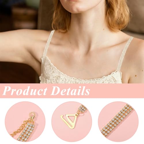 Image of FREEBLOSS 2 Pairs Rhinestone Bra Straps Adjustable Shoulder Rhinestone Straps Bridal Wedding Dress Shoulder Chain for Women, Gold, Silver