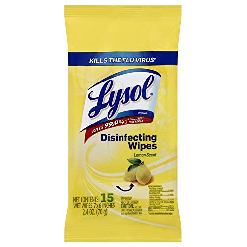 Image of Lysol Disinfecting Wipes To-Go Pack, Lemon Scent, 15 Count (Pack of 6)