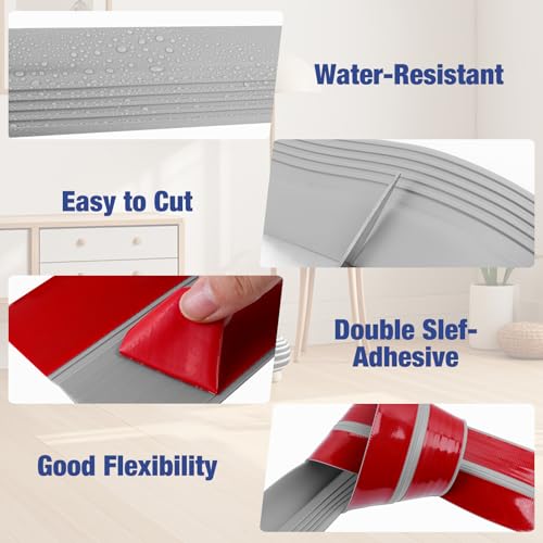 Treppenkantenprofil Selbstklebend 3 Meter Rutschfeste Treppenkante Flexible Treppenstufen Antirutsch Treppen-Kantenschutz für Treppenstufen im Innen- und Außenbereich (50 × 48 mm, Grau)