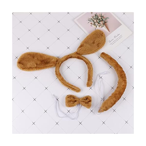 3 pieces dog costume set dog ears headband tail and bow tie animal fancy dress dog costume kit party accessories for halloween,birthday,christmas,cosplay dress up party decorations - image 8