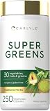 Carlyle Super Greens Capsules | 250 Count | Blend of 13 Vegetables and Greens Plus 17 Fruits | Non-GMO & Gluten Free Supplement