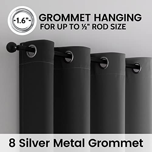 Image of SimpleHome Black and Greyish White Blackout Curtains for Bedroom 90 Inches Long, Room Darkening Grommet Curtains for Living Room,Thermal Insulated Ombre Drapes,2 Panels, 52x90 inches Length