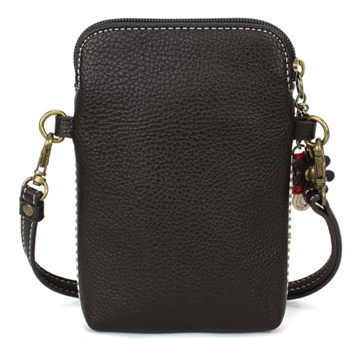 Image of CHALA Woodland Animal Collection Cell Phone Crossbody Purse-Women PU Leather /Canvas Multicolor Handbag with Adjustable Strap