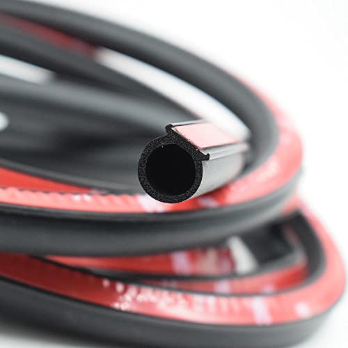 Universal Automotive Weather Stripping,20 Ft D Shape Car Door Seal Adhesive Black Rubber Trim,Large Gap Door/Windows Seal For Noise-Proof Waterproof 0.57" X 0.649" #TOP23