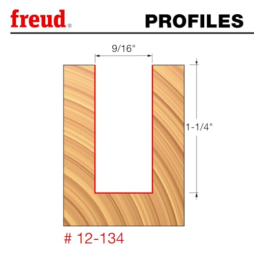 Image of Freud 12-134: 9 /16 inch (Dia.) Double Flute Straight Bit with 1 /2 inch Shank Red