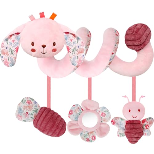 Image of TSYAN Car Seat Toys for Babies 0-6 Months Boy,Baby Spiral Hanging Plush Activity Toys Thank You Gifts for Newborn 0 3 6 9 12 Months Baby Boys Girls
