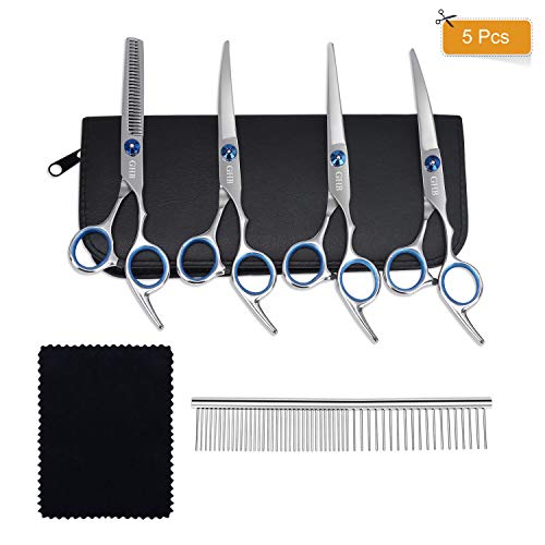 GHB Dog Grooming Scissors Thinning Scissors for Dogs 5-Piece