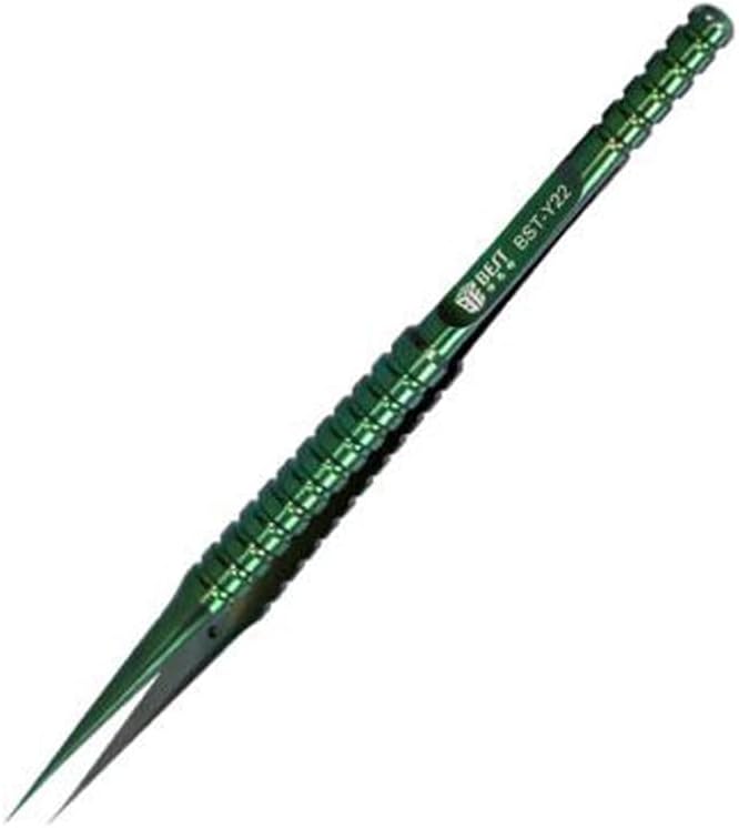 BST-Y22 Precision Ultra Thin Straight Tip Tweezers Titanium Alloy Fingerprint Tweezers for BGA IC Chip Phone Repair Hand Tools