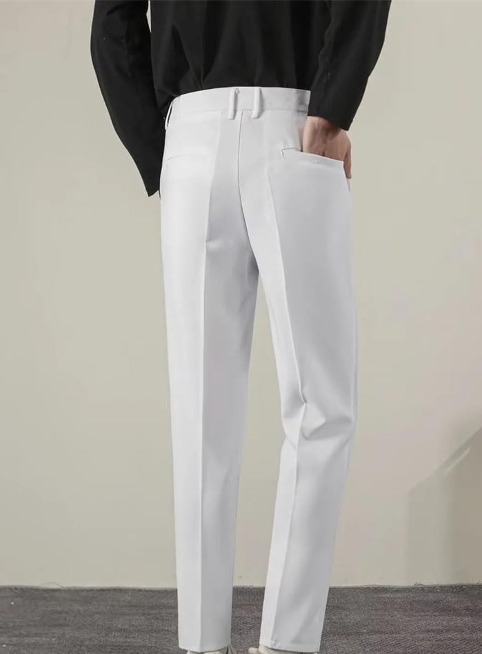Men's Summer Solid Color Suit Pants - Business Casual Classic Slim Straight Trousers3