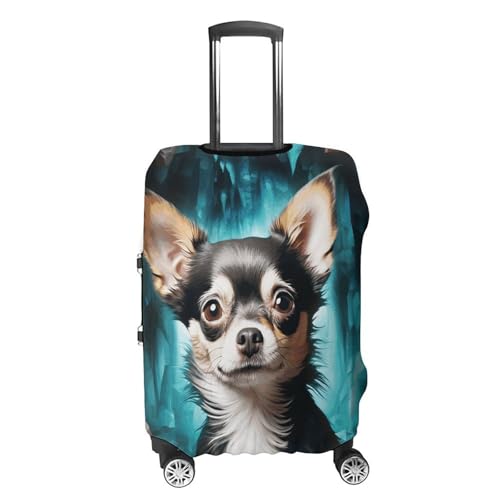 Gem Cave Chihuahua Elastic Luggage Cover Suitcase Protector for 19-32 Inch Suitcases | Universal Stretchable Travel Bag Cover | Anti-Scratch, Washable with Zipper Closure M4