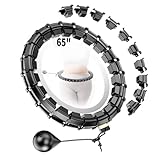 RJOP Weighted Hoop Fitness Circle – 32 Detachable Segments, 65-Inch Plus Size, Efficient Home Fitness and Weight Loss for Adults & Women (Black)