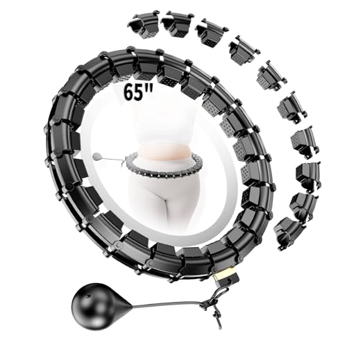 RJOP Weighted Hoop Fitness Circle – 32 Detachable Segments, 65-Inch Plus Size, Efficient Home Fitness and Weight Loss for Adults & Women (Black) by RJOP - Used condition - US$8.48