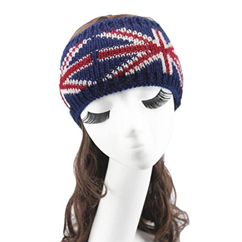 Tonsee Women's British Flag Knitting Headband Handmade Hairband