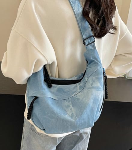 Denim Crescent Crossbody Bags for Women Jean Canvas Tote Purse Casual Shoulder Bag Dumpling Handbags Slouchy Sling Bag3