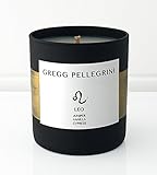 Gregg Pellegrini Scented Candle • Paraffin Free All Natural Coconut and Beeswax • Juniper • Vanilla • Cypress • Leo Zodiac • 230 g / 8 oz. • Hand Poured in The USA