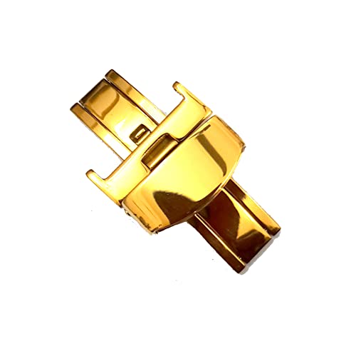 Image of 14mm 16mm 18mm 20mm 22mm Butterfly Push Type Stainless Steel Silver Rose Golden Black Deployment Buckle Clasp Fits Leather Rubber Watch Band Strap
