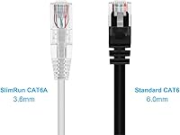 Vista 2 de Monoprice Cable de conexión Ethernet Cat6 de 7 pies, nivel de componente, blanco, UTP 28AWG 550 MHz, cable de cobre puro desnudo, sin enganches
