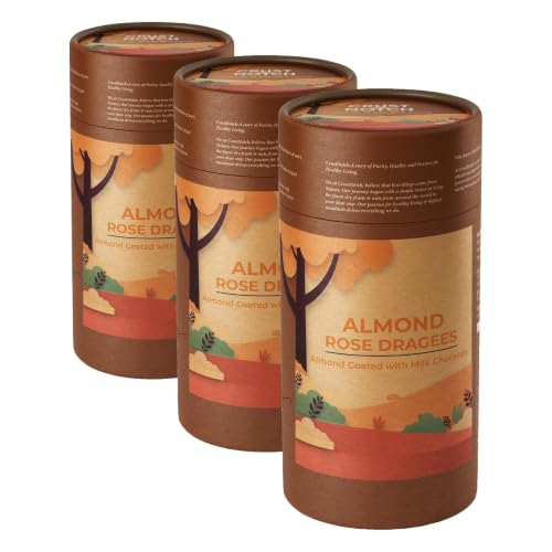 Image of CrustNotch Premium Almonds Rose Dragees | Whole Almonds Enrobed in Rich Milk Chocolate with Delicate Rose Flavor | Gourmet Chocolate Covered Nuts | Perfect For Gift | 200gm (Pack of 3)