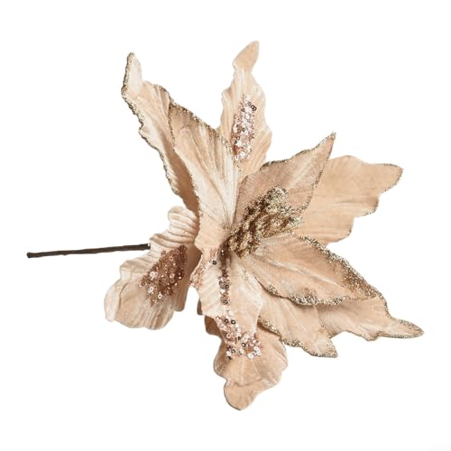 TDCuizent Fiori artificiali di stoffa di Natale in quattro colori festivi per decorazioni natalizie, ghirlande, caminetti o scale (champagne/)