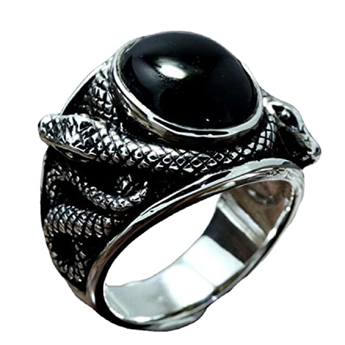 Bague serpent viking pour homme, le cadeau idéal avec pierre noire