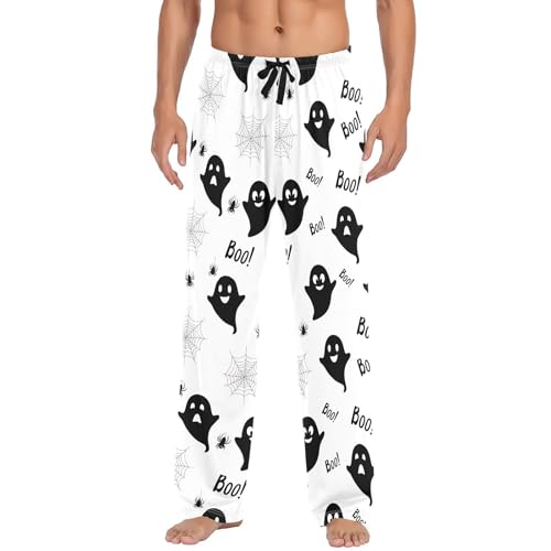 Black Spirits Pattern Men's Cotton Pajama Pants with Pockets and Drawstring Comfortable and Stylish,S2