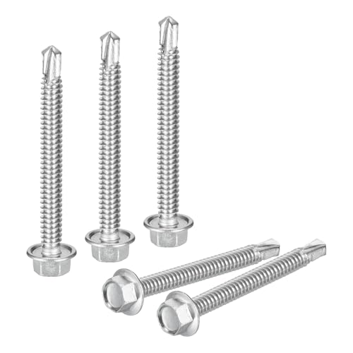 Vis autotaraudeuses hexagone #30,5x5,1 cm sourcing map en acier inox 410 pour tôle, lot de 100