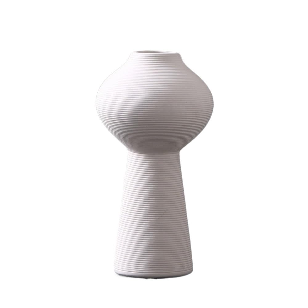 Vase Irregular Round Vintage White Ceramic Flower Arrangement Home Living Room Entryway
