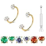 G23 - Piercing de nariz de titanio en forma de herradura de oro y plata, 20 g, acero quirúrgico, para cartílago, tragus, con rosca interna, doble circonita cúbica, piercing para nariz, piercing para