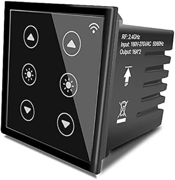 Okos Smart 2 Channel Dimmer Light Switch 16A WiFi Modular 2 Gang Smart Touch Switch for Home Automation | Compatible with Alexa and Google Home | App Controlled Roma Black Glass Finish