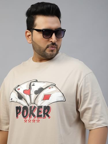 Image of Veirdo 100% Pure Cotton Oversized Fit Drop Shoulder Aesthetic Front Chest Typo Graphic Printed T-Shirt for Men (Sizes : 2XL to 5XL)