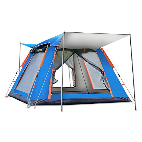 Ergocar Tienda de Campaña 3-4 Personas Tienda de Camping Ligero Impermeable Anti Viento Exteriores Tienda de Campaña para Senderismo Festival Camping Mochila (Azul, Pegamento de Plata)