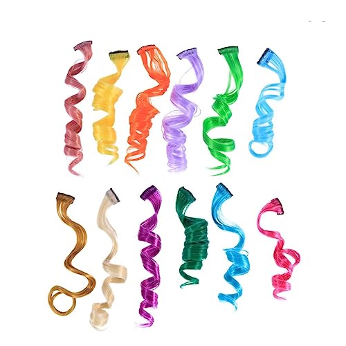 WRITWAA 12 Piezas Extensiones Clip de Niñas y Mujeres Accesorios de Fiesta Colores Aleatorios Color Aleatorio