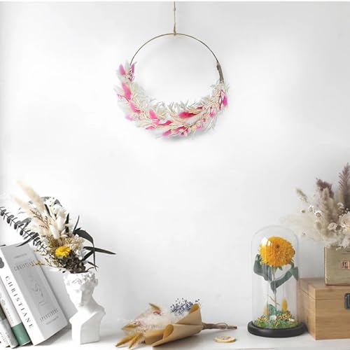 Image of Cortina Artificial Wall Flower Circle Bouquet | Aesthetic Room Decor, Home Decor, Living Room Decor & Bedroom Decor | Great for Christmas Gifting - Dark Pink - 35x2x35 CM