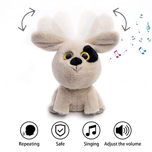 Aidiya Interactive Stuffed Animal Toys Plush Singing Talking Dog Repeats What You Say Musical Puppy Toy Buddy Birthday Gifts For Girl Boy Adjustable Volum 11''(Beige) #TOP1