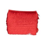 Flecos Rayon para Coser Largos, Pasamaneria, Tela Rayon para Vestidos de Fiesta, Ideal para Costura - Medida Ideal 10 cm en Paquetes de 10 metros (10 Cm - 10 Mt - Rojo)