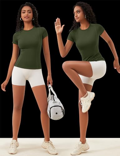 IECCP Women's Gym Shirts Workout Yoga Running Sports Tops Breathable Athletic Exercise Teeshirts Quick Dry Short Sleeve - Image 4