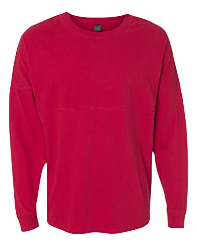 J. America Women's Ladies Game Day Jersey Long Sleeve t-Shirt, Red, Large
