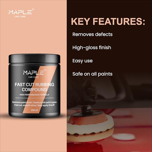 Image of Maple Car Care Fast Cut Rubbing Compound 200ml | Car Scratch Remover for Deep Scratches, Swirl Marks & Oxidation Removal | Paint Restoration Polish | Professional High Gloss Car Polish Compound