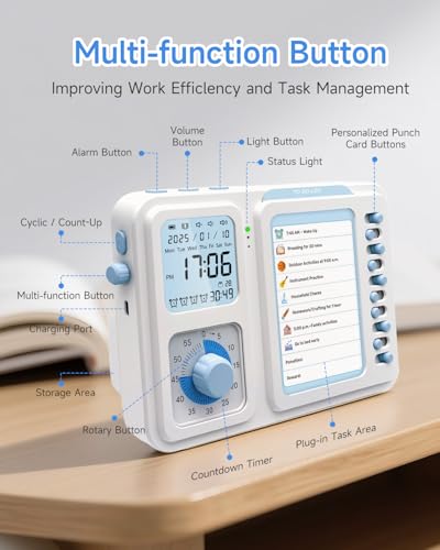 Visual Timer for Kids with Planning Board, 3-in-1 Visual Schedule for Kids with Autism & ADHD, Chore Chart for Home, School, Classroom, Desk - Image 4