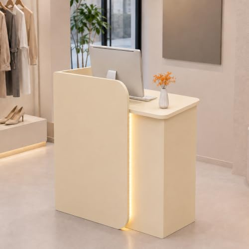 Small boutique checkout counter with LED strip and lockable drawers