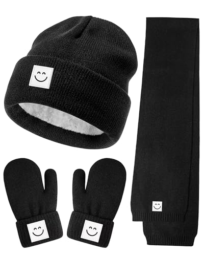 Image of Baby Beanie Mittens Scarf Set,Toddler Kids Winter Hat and Thermal Gloves Neck Warmer Set for Girls Boys