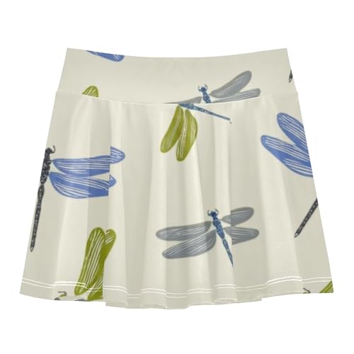 Joisal Print Athletic Shorts for Girls Skorts Skirts with Shorts Pleated Dragonflies Beige 4t