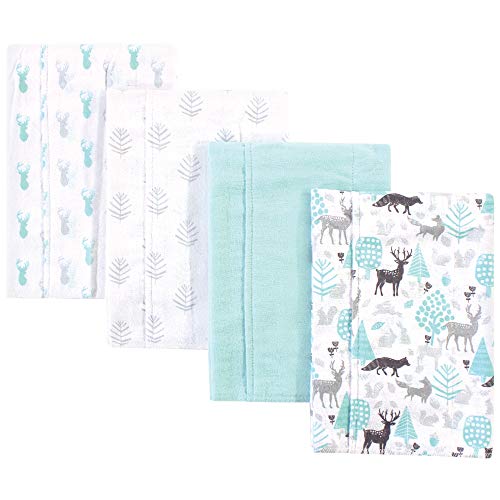 Image of Hudson Baby Cotton Poly Flannel Burp Cloths Multipack, Linocut Woodland Neutral 8-Pack, One Size