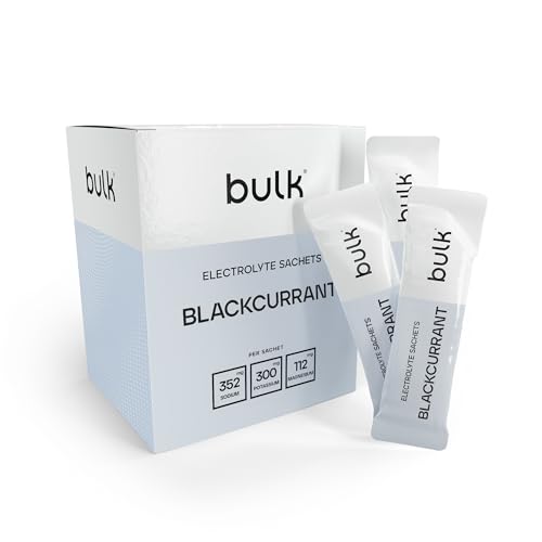 Bulk Sobres de Electrolitos, Sabor Cassis, 350 g, Caja de 30, Hidratación rápida, Apoya la función muscular y reduce la fatiga, Electrolitos esenciales