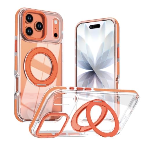 Coque iPhone 17 Pro orange anti-chute anneau de maintien arrière en silicone souple