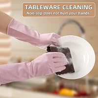 ZUIMER Dishwashing Rubber Gloves Reusable Kitchen Gloves 2Pairs Cleaning Gloves for Washing Dishes Long-lasting&Non-Slip (Light Blue&Light Green, M) — image 6