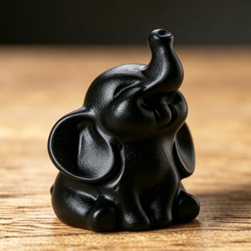 OwMell Tiny Good Luck Elephant Statue Hand-Carved Healing Stone Gemstone