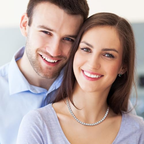 4.0mm Tennis Necklace For Women, 18K White Gold Plated 5A Round Cubic Zirconia Classic Tennis Necklaces 18-inch for Her, Jewelry Gift for Wedding Anniversary Birthday3