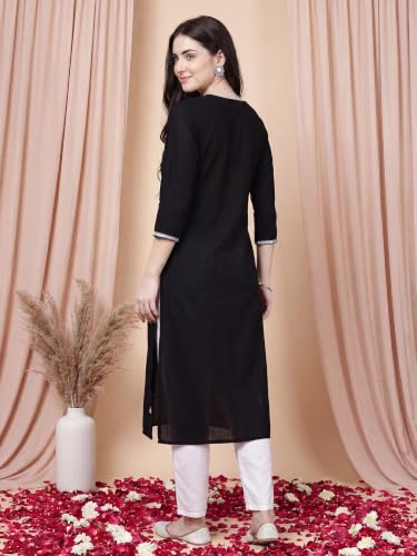 Image of INDO ERA Women's Viscose Rayon Straight Fit Embroide Straight Kurta (KT5WN10032)